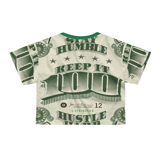 Keep It 100 Hustle Hard Crop Tee - Motivierende Streetwear