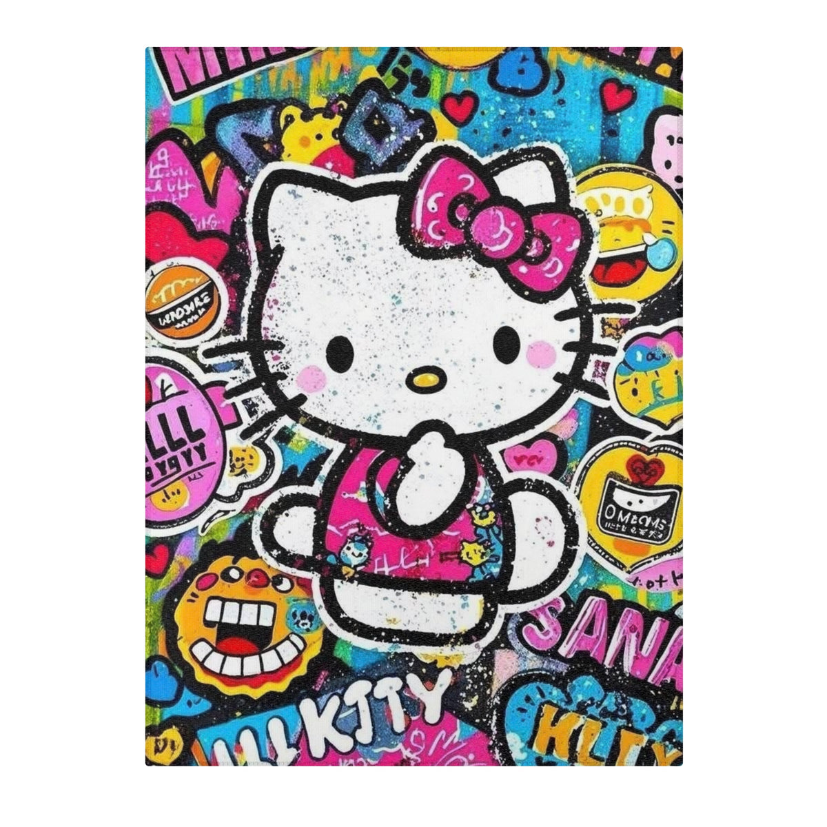Hello Kitty Pop Art Area Rug – Colorful Cartoon Kids Room Decor
