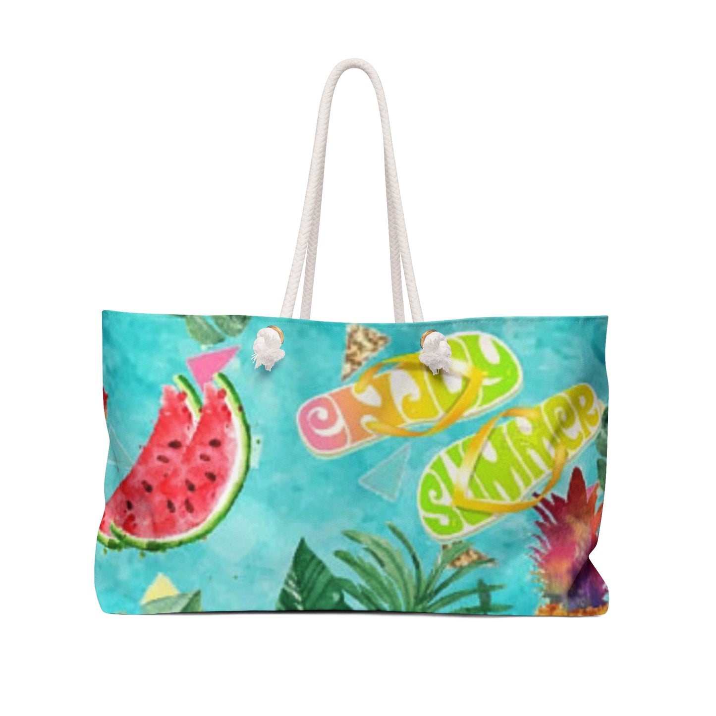 Tropical Vacay Tote Bag - Colorful Pineapple & Watermelon Design