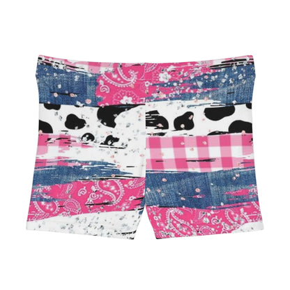 Boho Chic Paisley Cow Print Women's Shorts - Colorful Bandana Print for Summer Vibes
