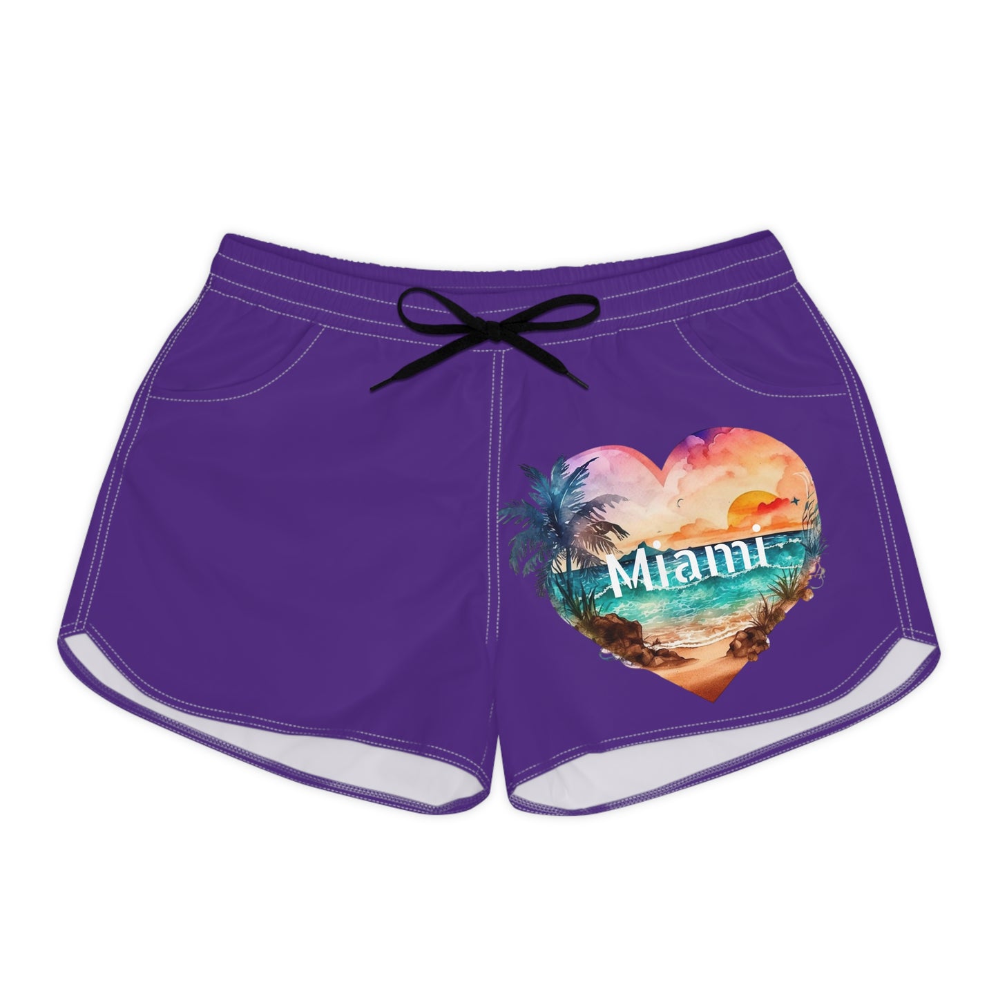 Women's Casual Beach Shorts-Miami/Purple