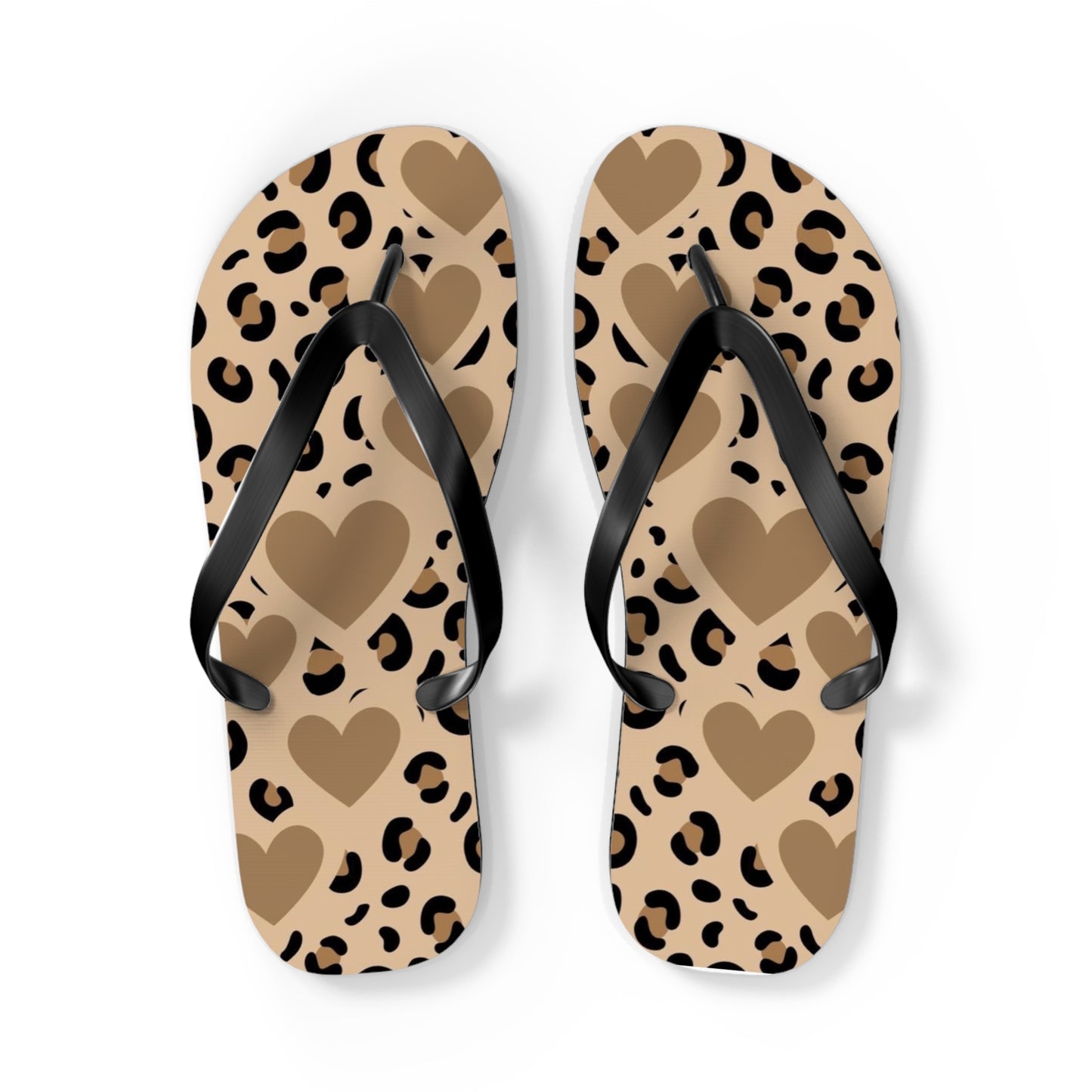 Leopard Print Heart Flip Flops – Trendy Summer Sandals for Beach and Casual Wear