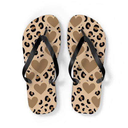 Leopard Print Heart Flip Flops – Trendy Summer Sandals for Beach and Casual Wear