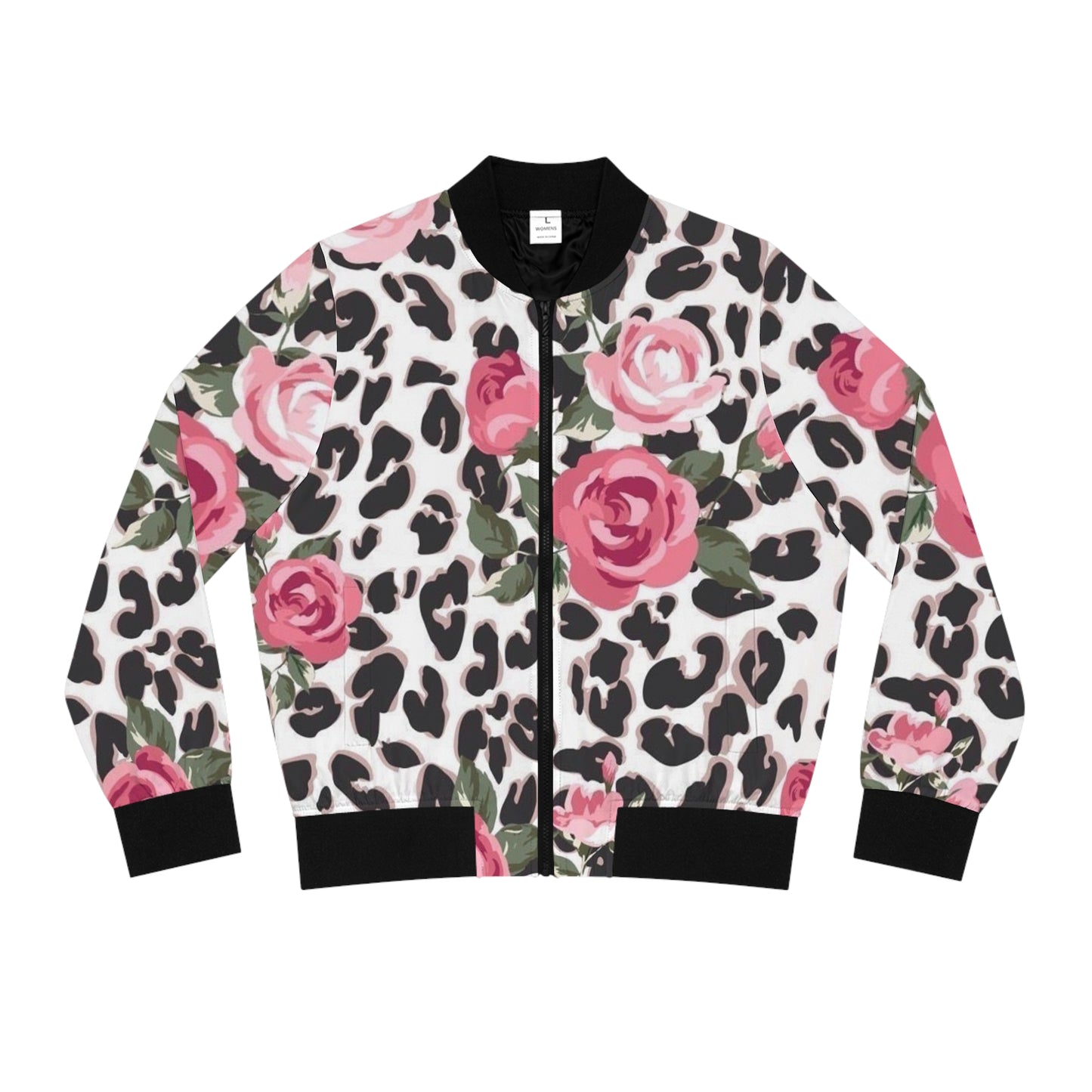 Chic Floral Leopard Bomber Jacket, Women’s Trendy Coat, Fashionable Outerwear, Perfect for Spring & Summer, Stylish Gift Idea