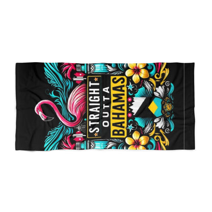 Straight Outta Bahamas Beach Towel - Colorful Flamingo Design for Summer Fun