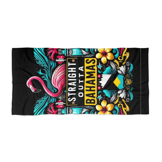 Strandtuch Straight Outta Bahamas – Buntes Flamingo-Design für Sommerspaß