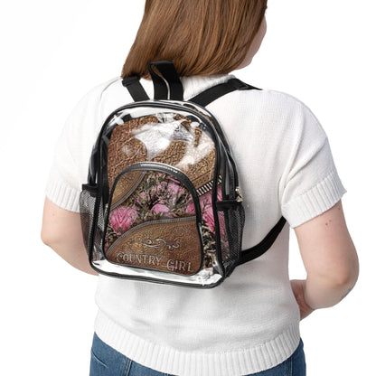 Clear Stadium Backpack — Country Girl Graphic Clear PVC Backpack