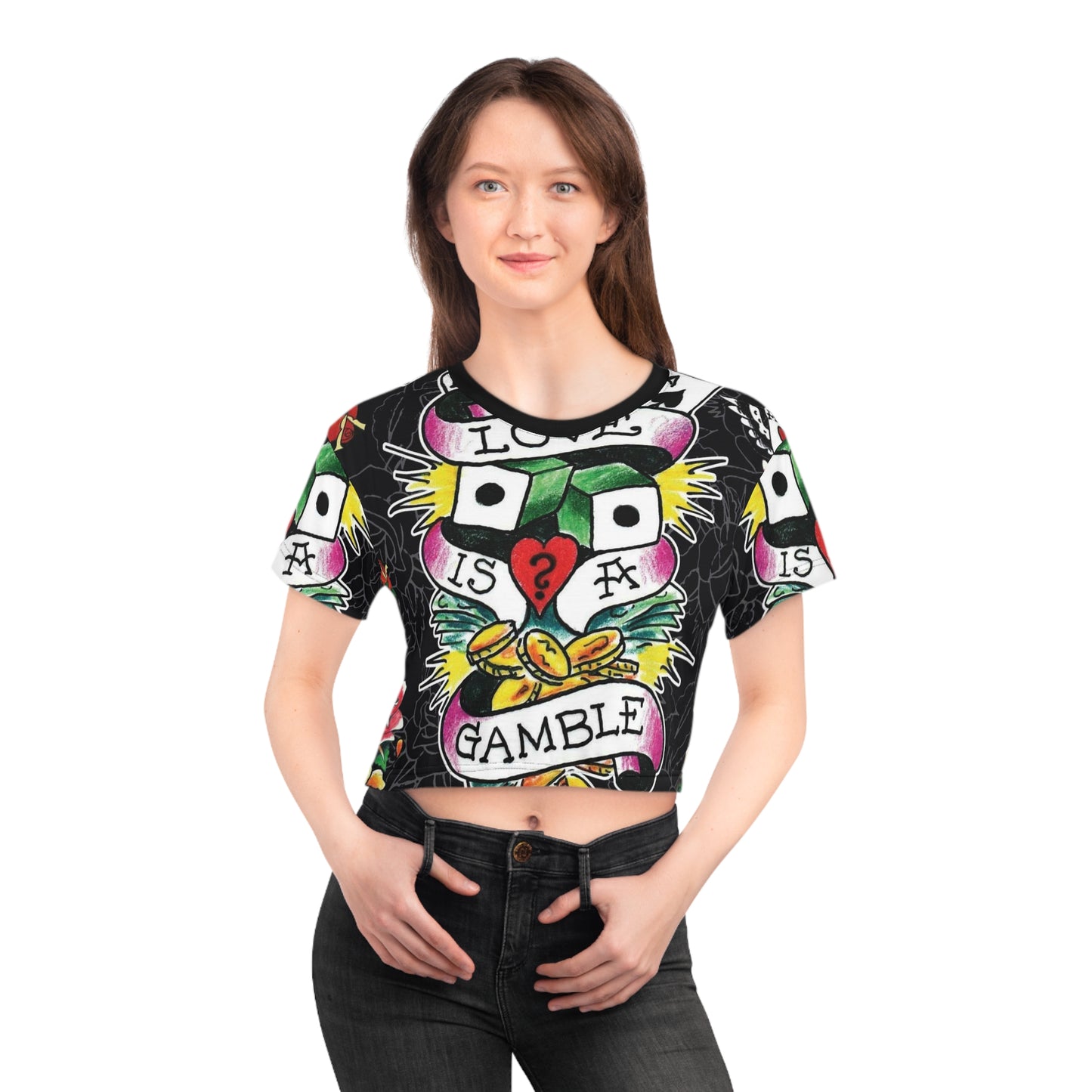 Love Is A Gamble Crop Tee - Bold Graphic Tee for Fun-Loving Souls