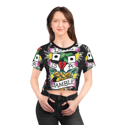 Love Is A Gamble Crop Tee - Bold Graphic Tee for Fun-Loving Souls