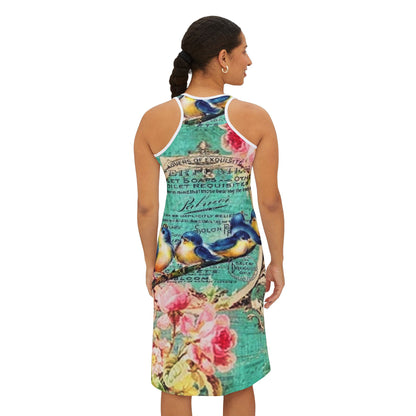 Vintage Bluejay Floral Women's Summer Dress