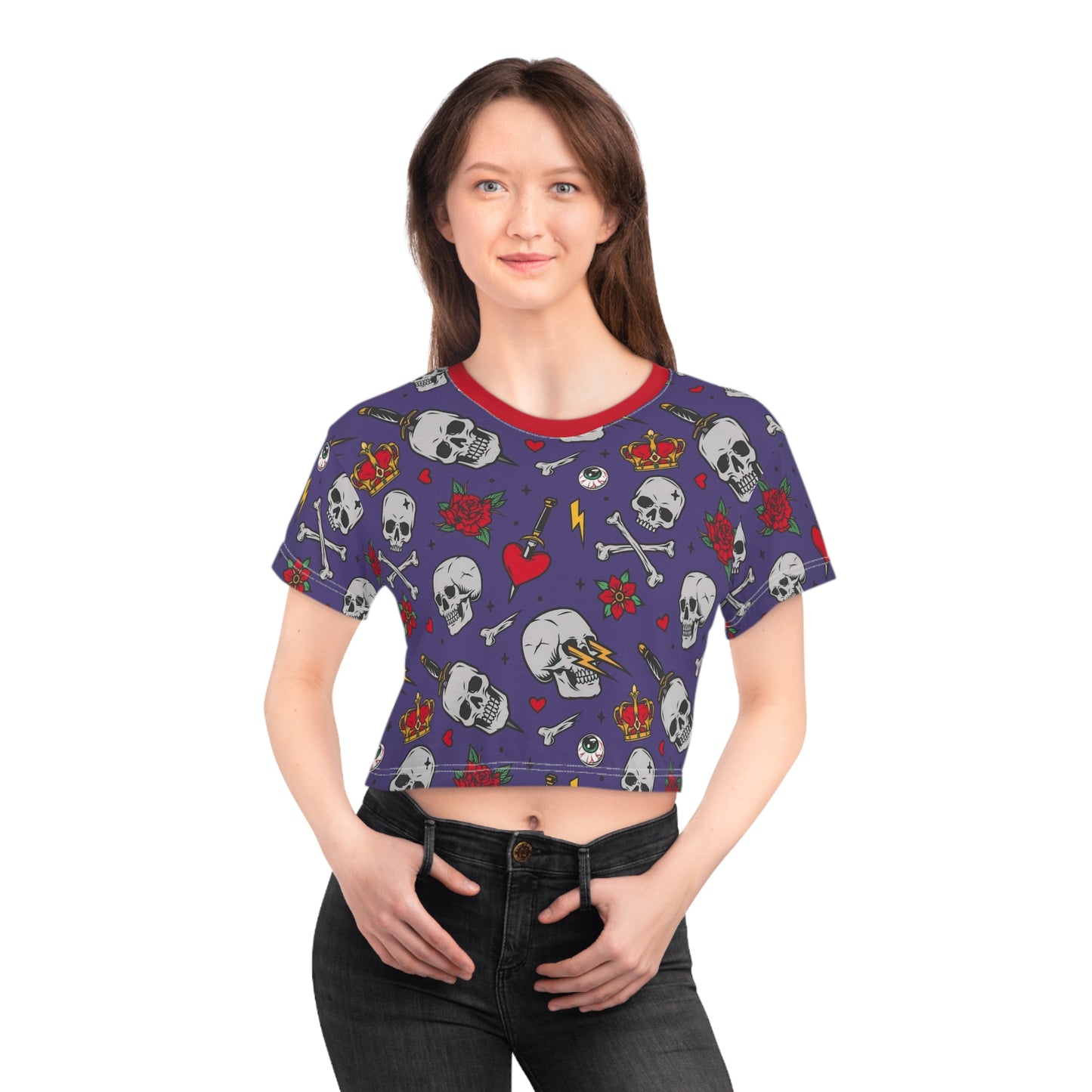 Skulls n Roses Crown Crop Tee