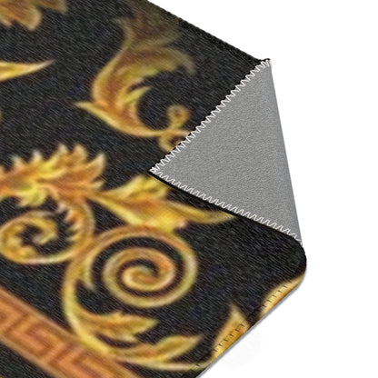 Baroque Medusa Area Rug — Ornate Gold & Black Decorative Floor Runner