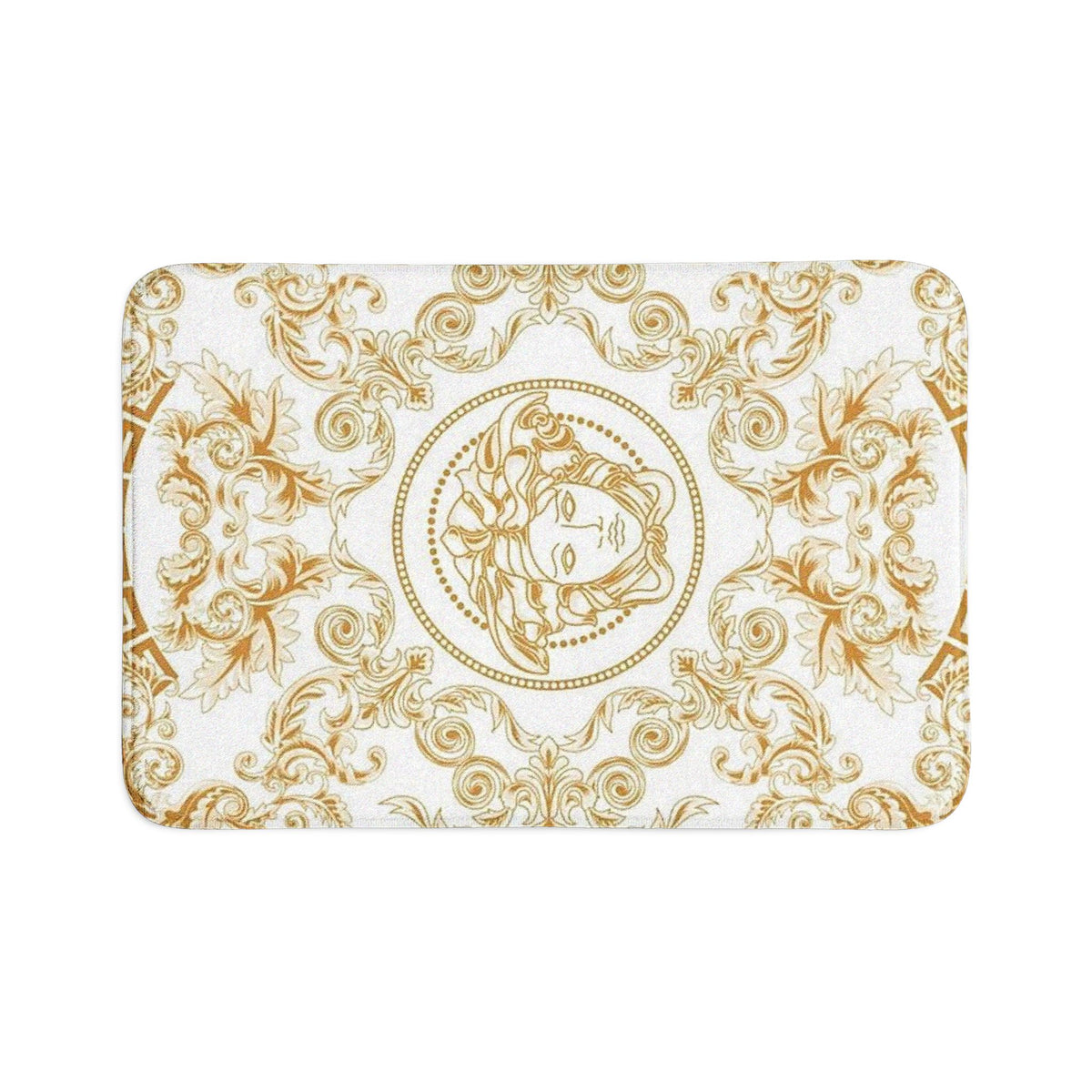 Baroque Gold Medusa Bath Mat Set — 3-Piece Luxury Bathroom Rugs