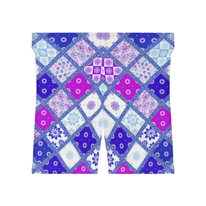 Stylish Women’s Biker Shorts with Colorful Mosaic Pattern