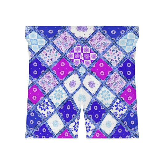Stylish Women’s Biker Shorts with Colorful Mosaic Pattern