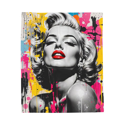 Marilyn Pop Art Velveteen Plush Blanket — Colorful Retro Glam Throw