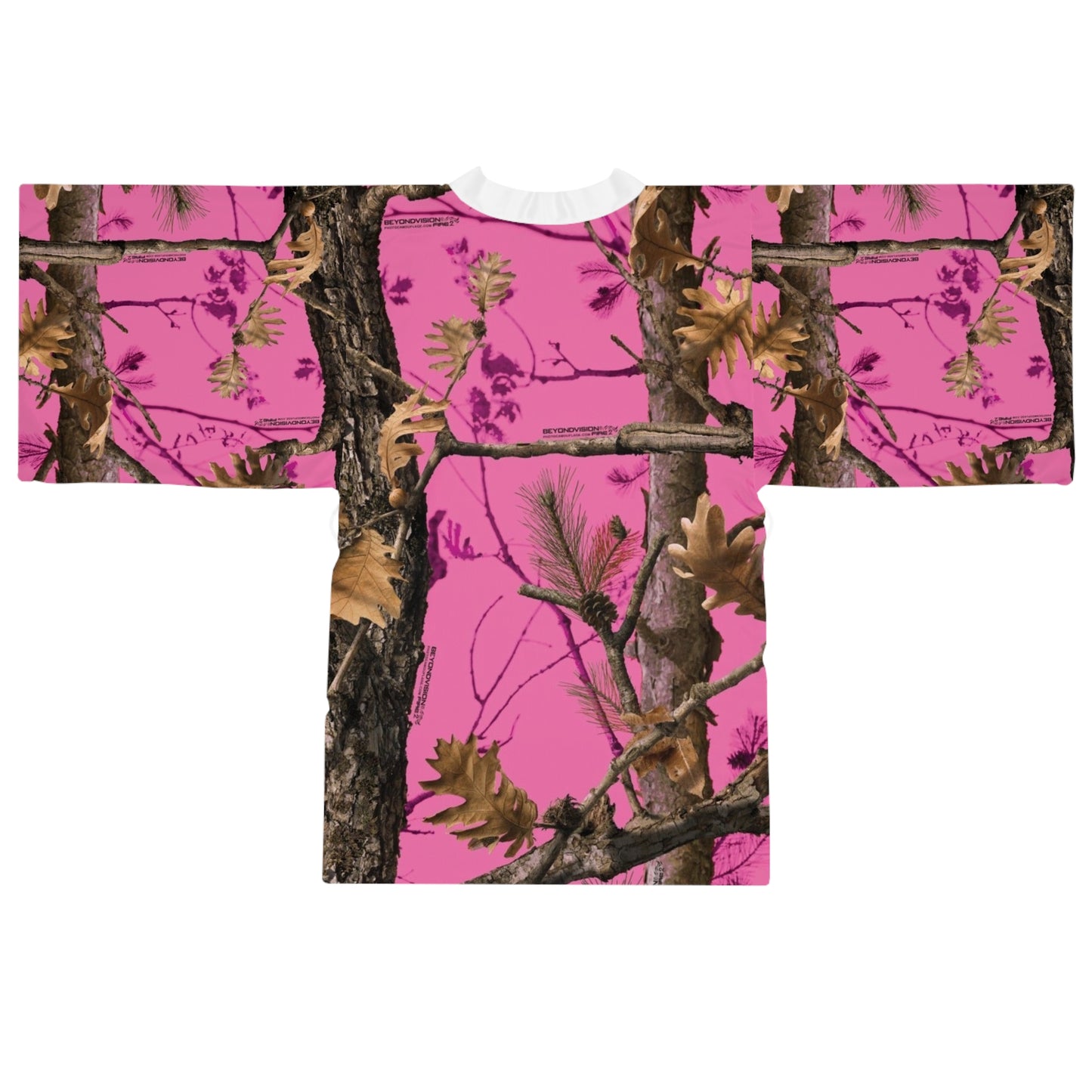 Langärmliger Kimono-Bademantel mit lebendigem Naturdruck