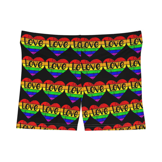 Rainbow Heart Love Women's Shorts - Vibrant LGBTQ+ Summer Wear