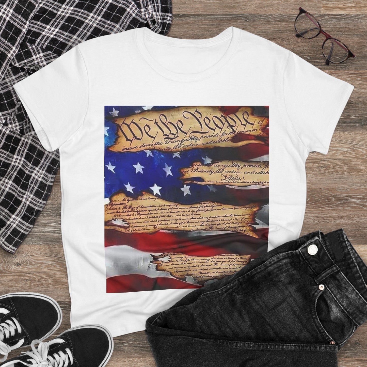 Patriotic Women's T-Shirt - We the People Design, USA Independence Day, Casual Wear, Gift for Her, Fourth of July Shirt