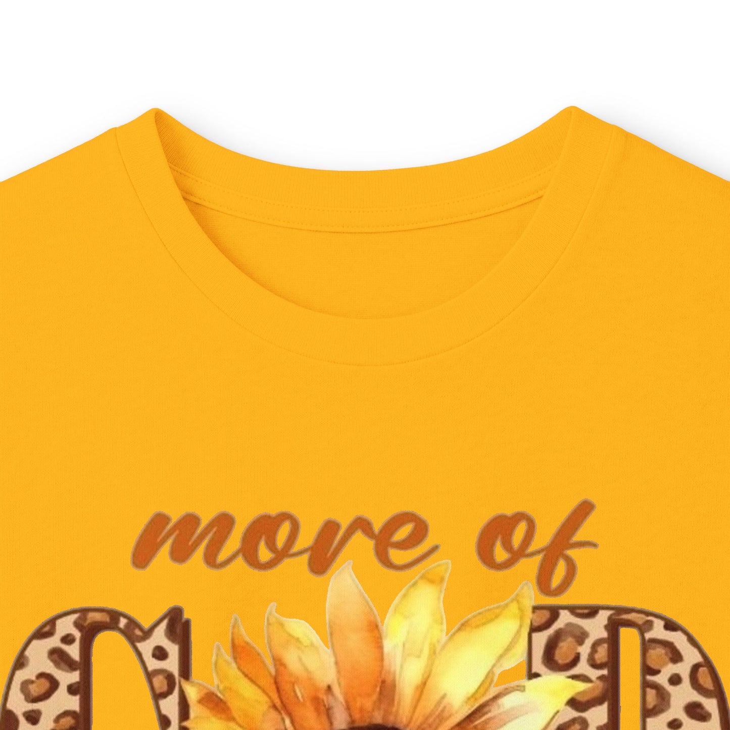 Long Sleeve Tee — "More of God Less of Me" Sunflower Faith Design