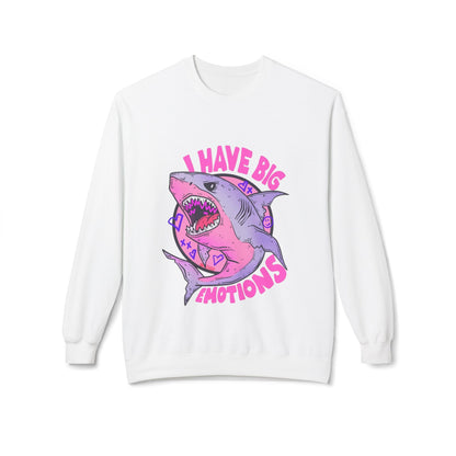 Sweatshirt — 'I Have Big Emotions' Pink Shark Graphic Crewneck