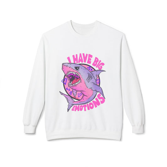 Sweatshirt — 'I Have Big Emotions' Pink Shark Graphic Crewneck