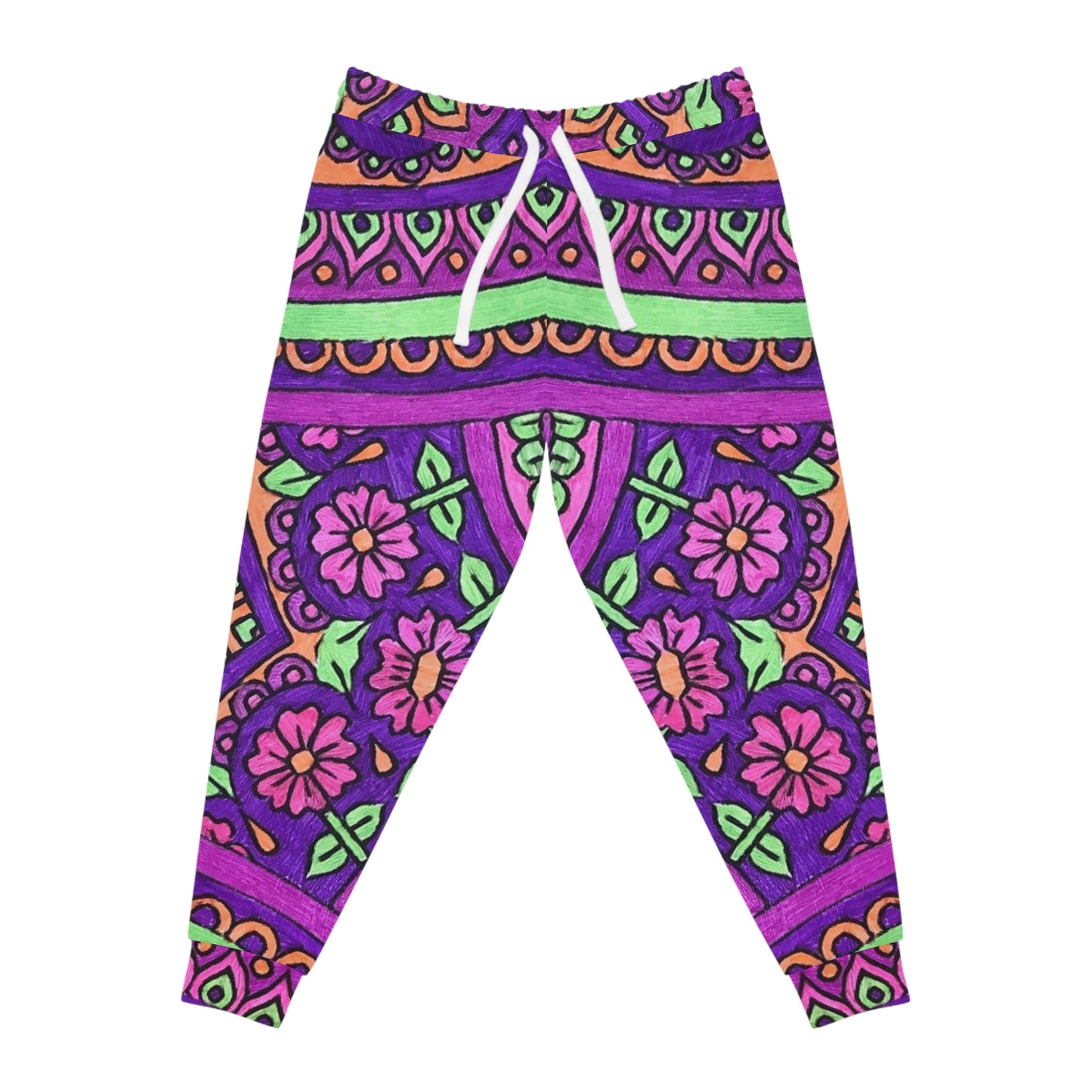 Purple Floral Mandala Joggers — Boho Athletic Sweatpants