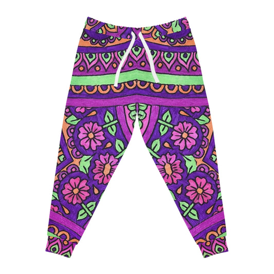 Purple Floral Mandala Joggers — Boho Athletic Sweatpants