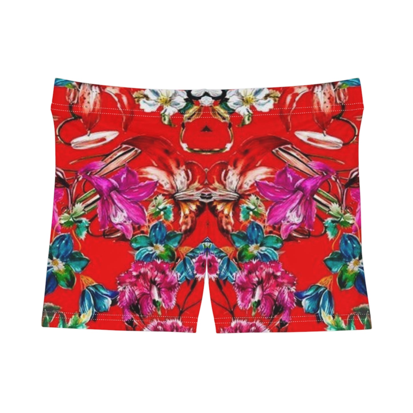 Red Paradise Floral Print Women's Shorts