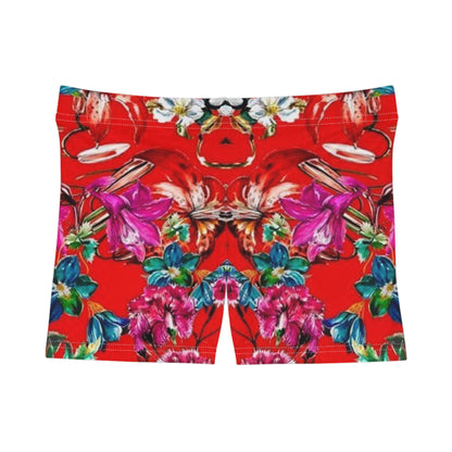 Red Paradise Floral Print Women's Shorts