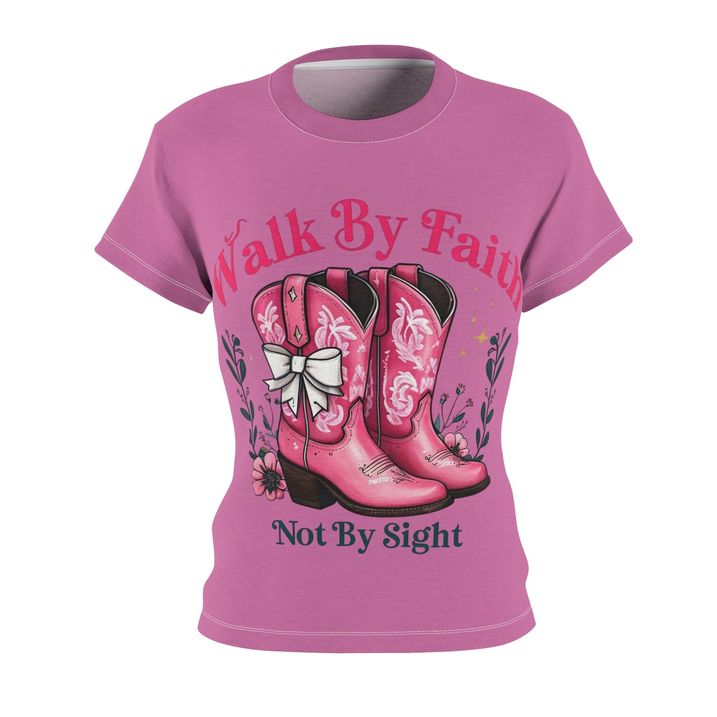 "Walk By Faith" Western Boots Design Women’s Tee