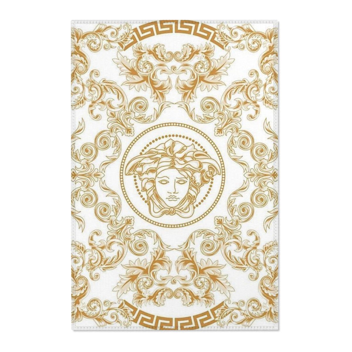 Baroque Medusa Area Rug – Gold Ornate Decorative Accent Rug