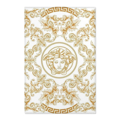 Baroque Medusa Area Rug – Gold Ornate Decorative Accent Rug