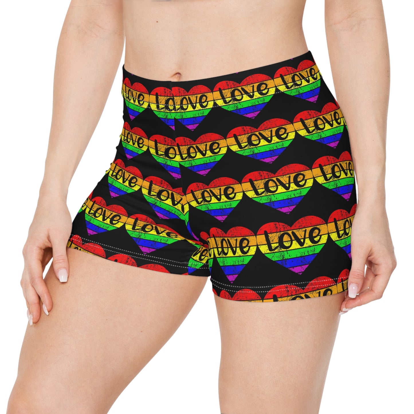 Rainbow Heart Love Women's Shorts - Vibrant LGBTQ+ Summer Wear