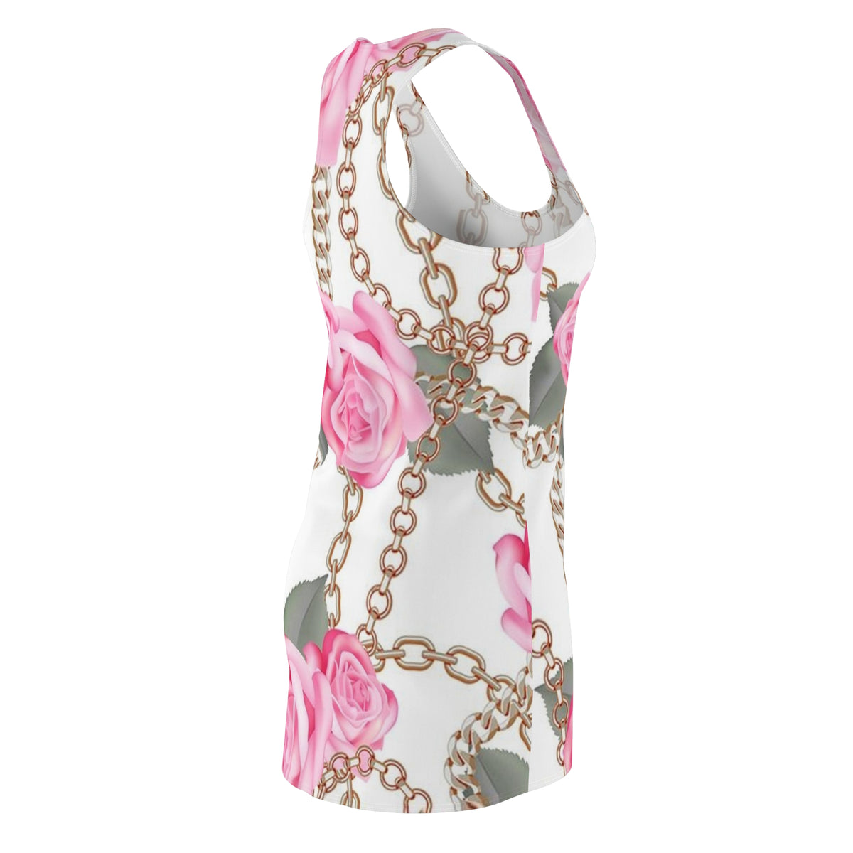 Racerback Dress — Pink Rose & Chain All-Over Print