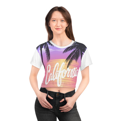 California Sunset Crop Tee - Beach Vibes Summer T-Shirt
