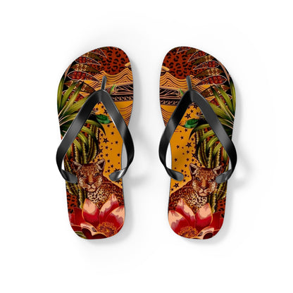 Tropical Leopard Flip Flops - Colorful Summer Footwear