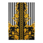 Baroque Gold Scroll Area Rug — Black & White Striped Medallion Accent Rug