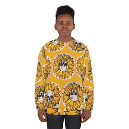 Sunflower Skull Sweatshirt, Trendy Streetwear, Fall Fashion, Unique Gift for Her, Casual Comfort, Perfect for Halloween