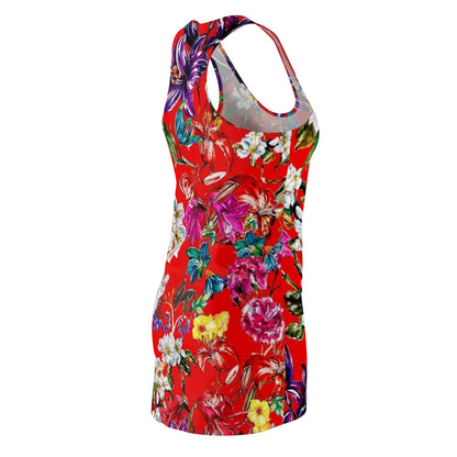 Floral Racerback Dress – Bold Red Tropical Blossom AOP