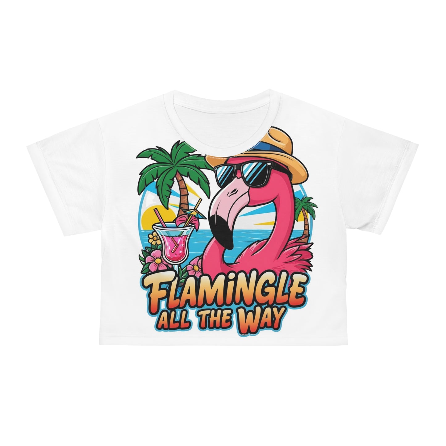 Flamingle All The Way Crop Tee