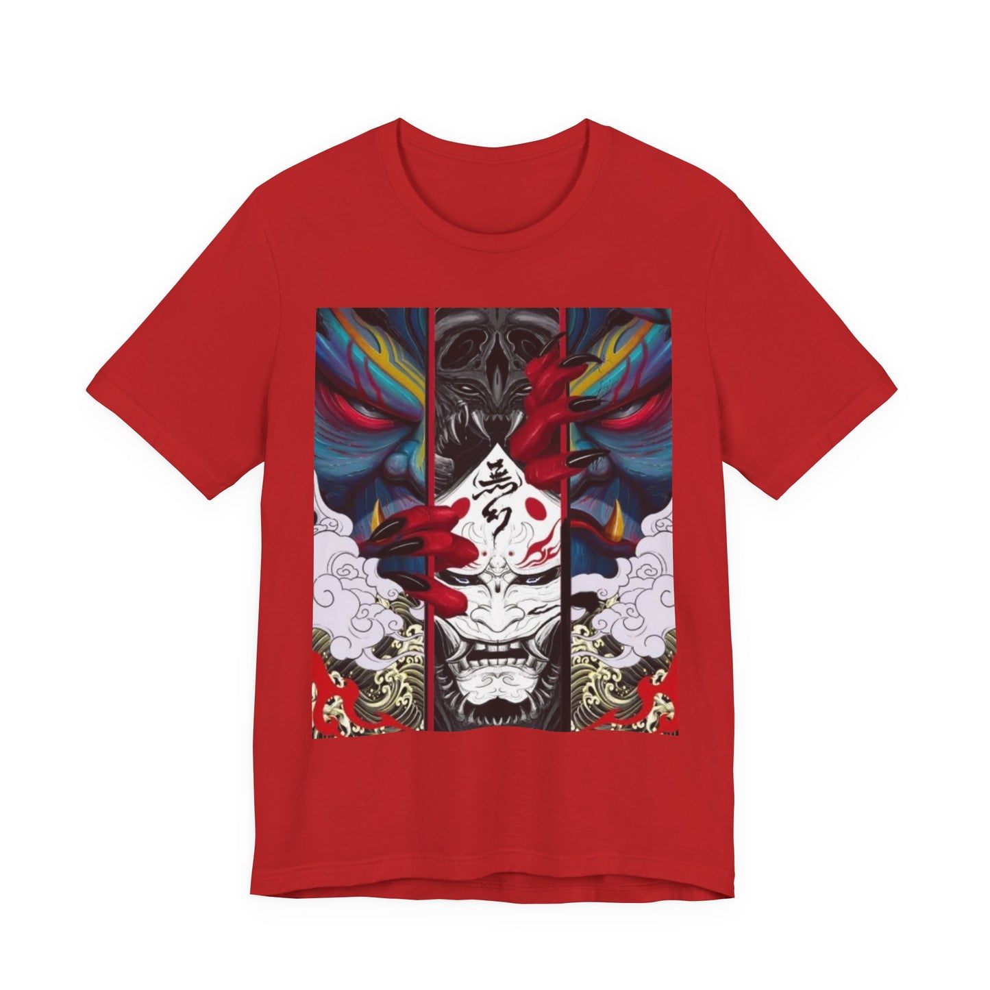 Demon Mask Graphic Tee — Japanese Oni Art T-Shirt