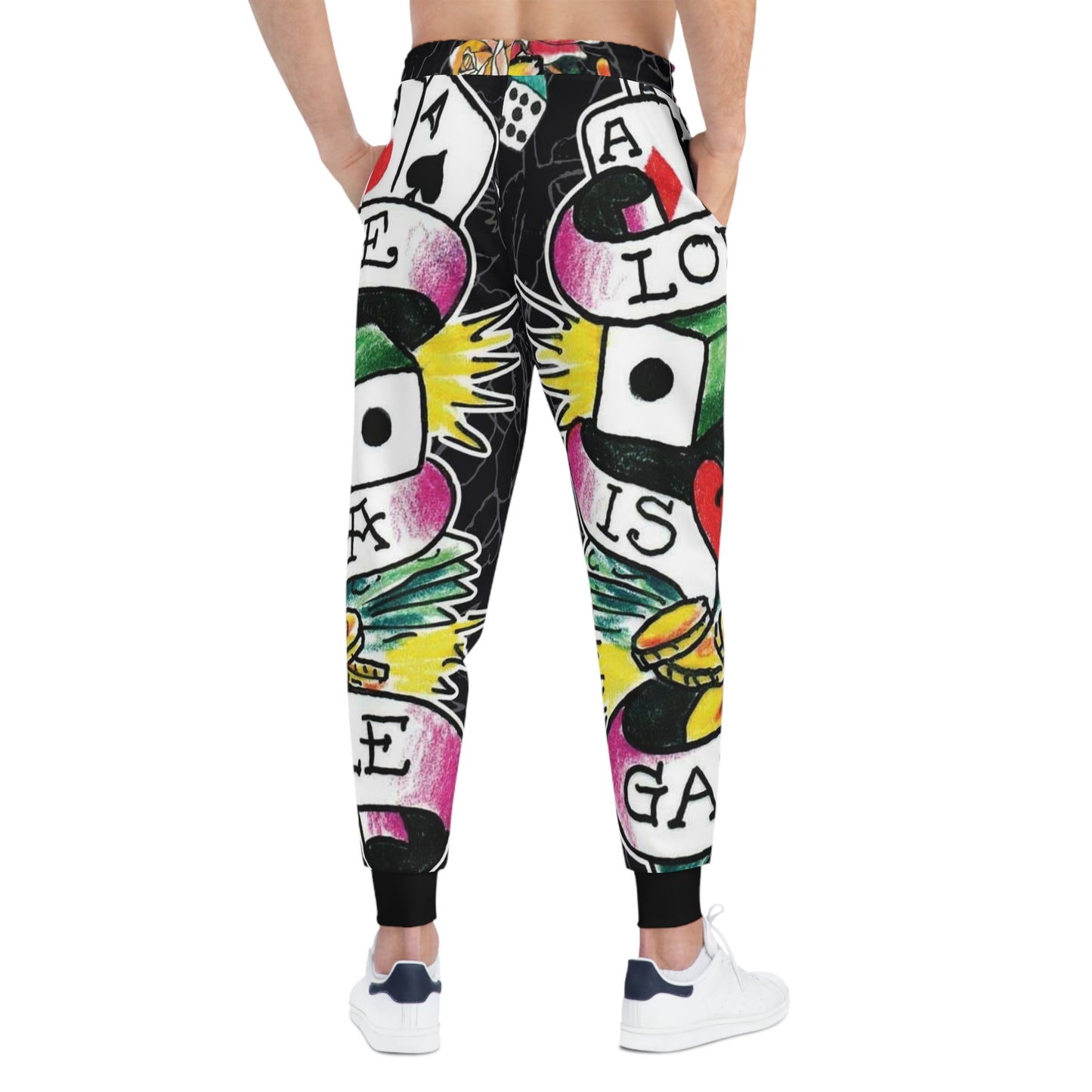 Colorful Tattoo-Style Joggers — Love Is A Gamble Athletic Pants