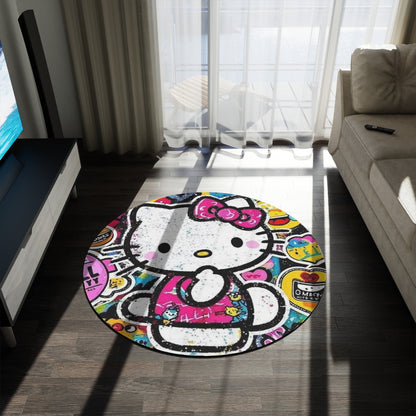 Hello Kitty Pop Art Round Rug – Cute Cartoon Floor Mat for Kids' Rooms & Playrooms