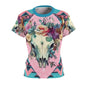 Western Style Floral Skull Tee - Women's T-Shirt
