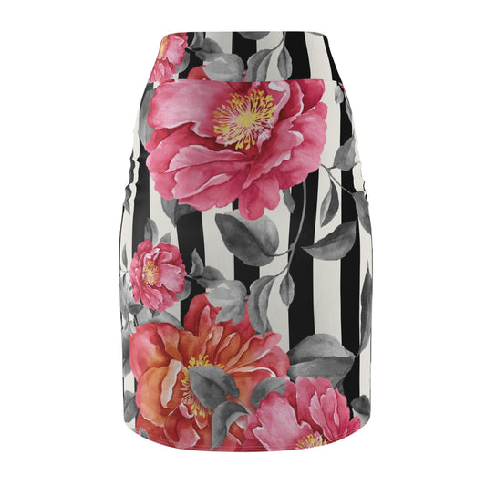 Floral Striped Women's Pencil Skirt