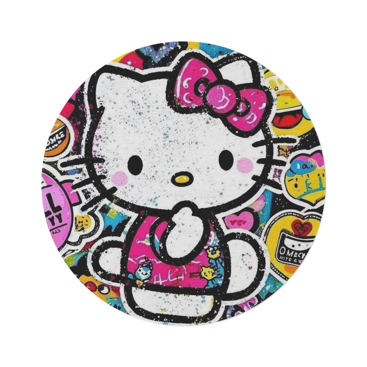 Hello Kitty Pop Art Round Rug – Cute Cartoon Floor Mat for Kids' Rooms & Playrooms