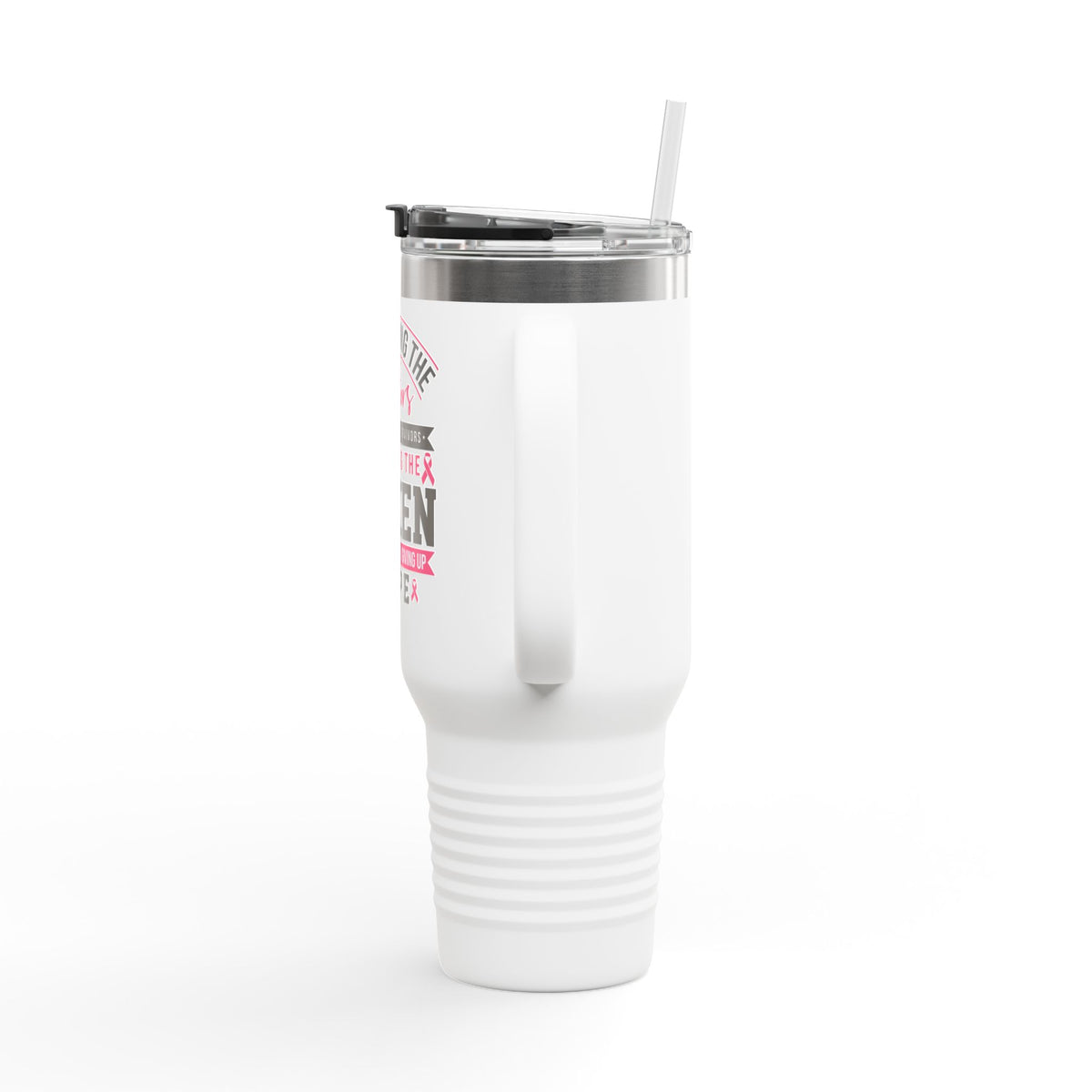 Breast Cancer Support 40oz Insulated Travel Mug — "Supporting the Fighters"