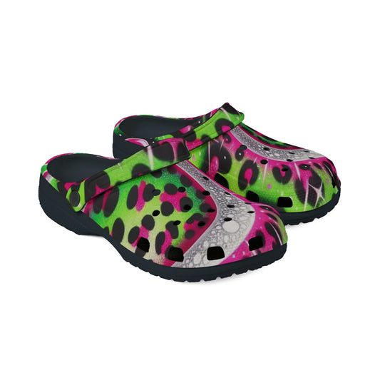 Neon Leopard Print Designer Clogs