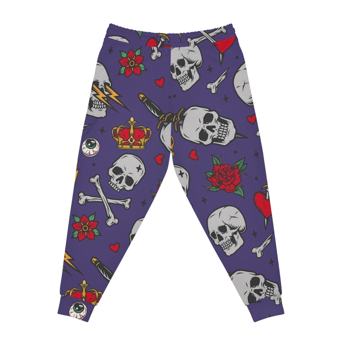 Skull & Rose Joggers — Gothic All-Over Print Athletic Pants